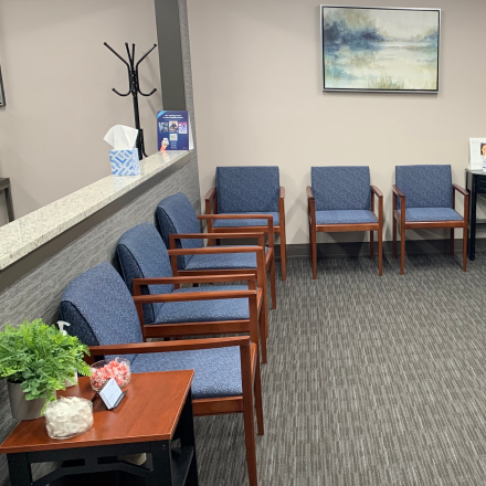 The waiting room of our vein clinic in Macomb, MI